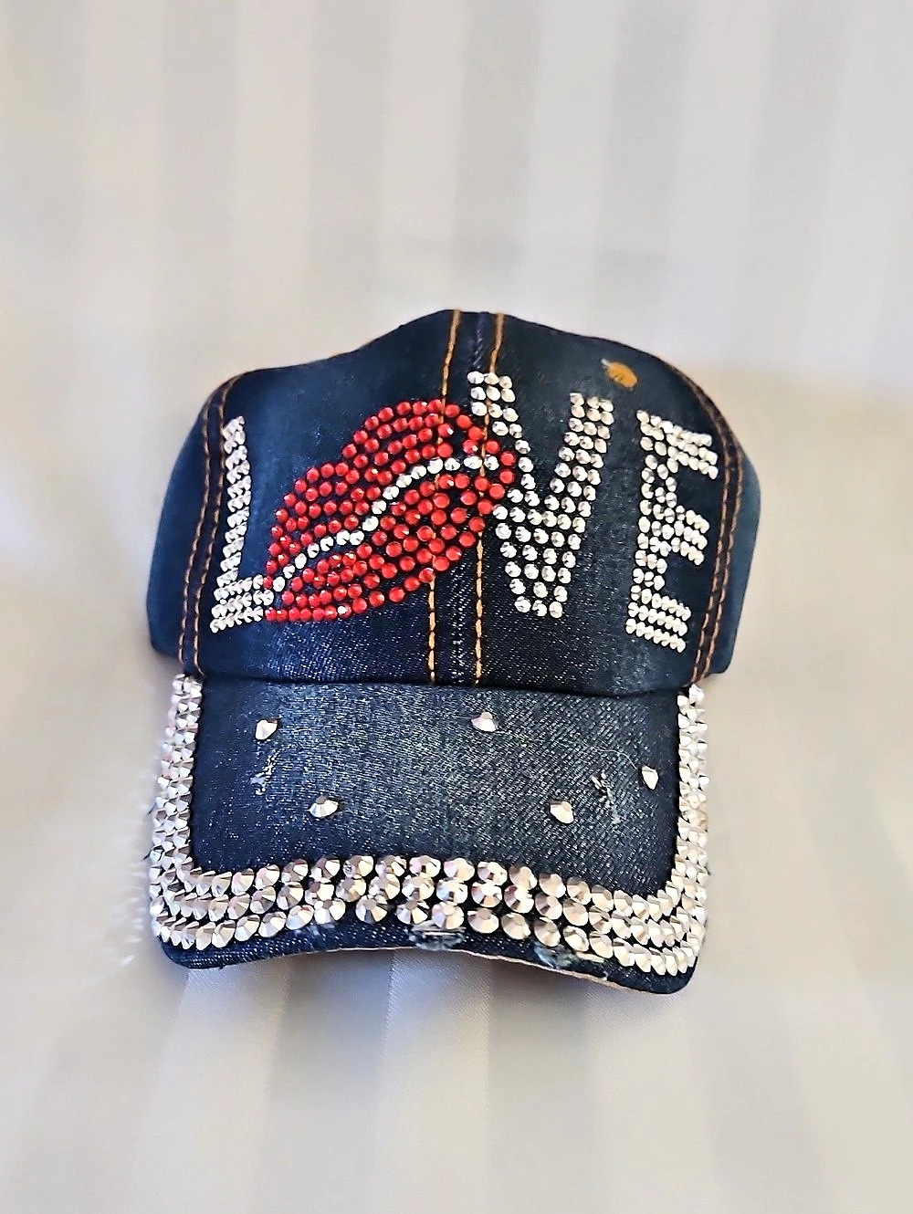 Embellished Denim Baseball Cap